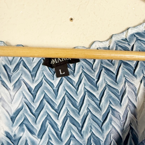 Komarov Blue Floral Crinkle Midi Dress Size Large - Picture 3 of 6